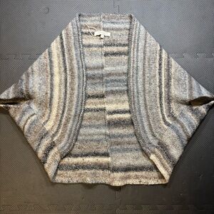 Lineamaglia Cardigan Size Medium Gray Stripe Shrug/Cocoon Sweater Anthropologie